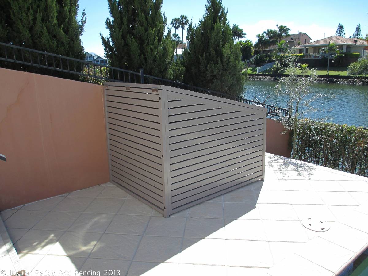 Aluminium pool pump and gas bottle enclosure covers
